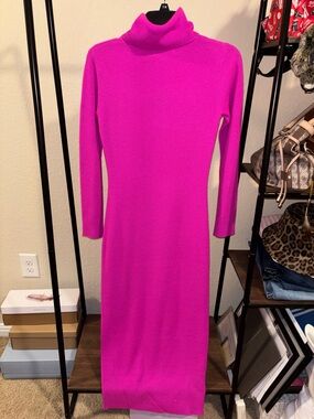 NWT ANTONIO MELANI Ultra Pink Turtleneck Maxi Dress